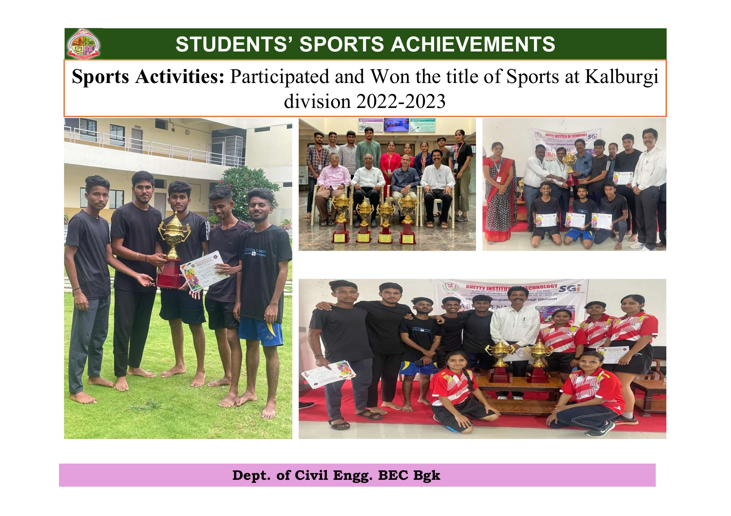 Overall Sports Title Winners — Kalaburagi Division 2022-23