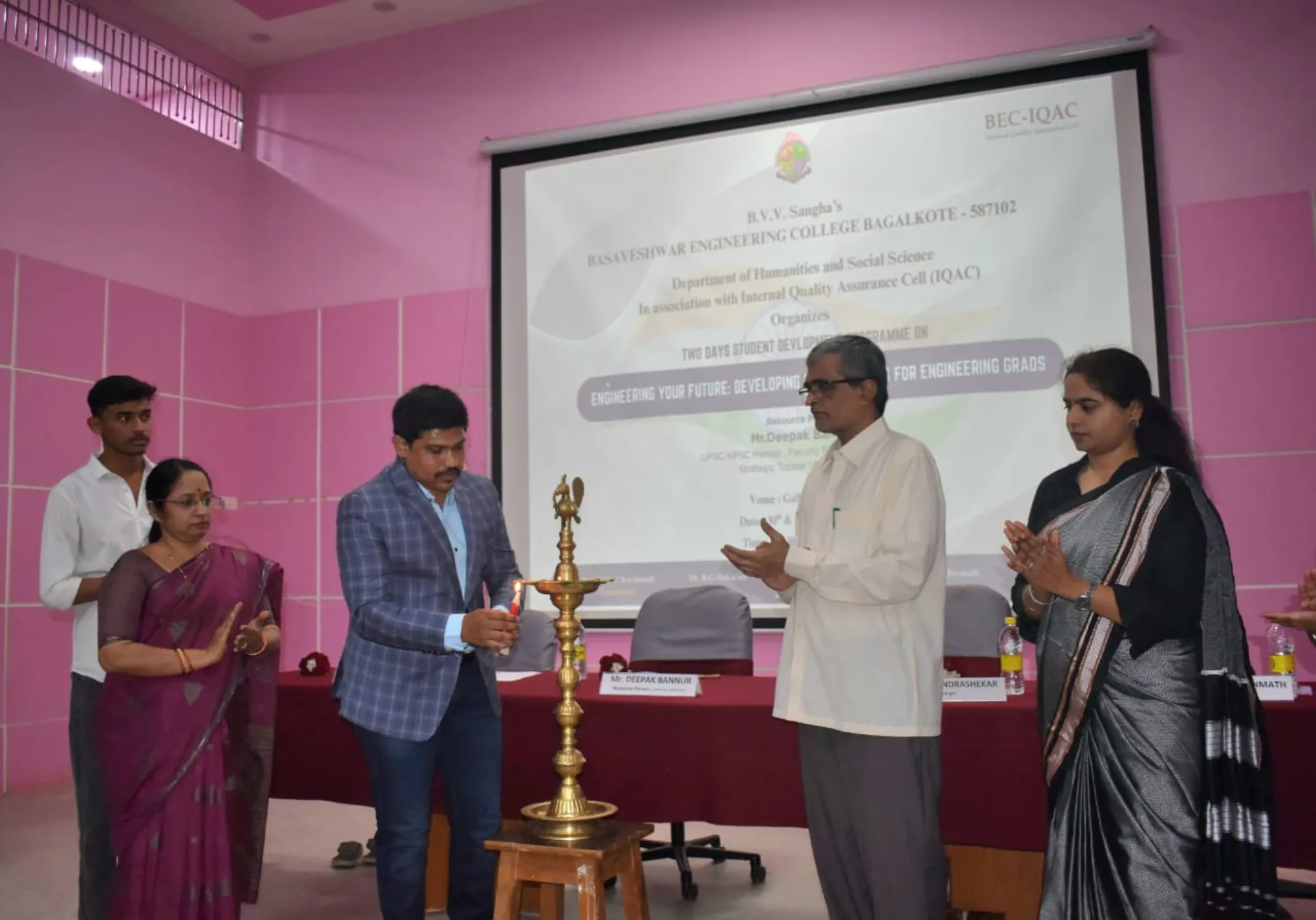 Inauguration and lamp-lighting by the resource person, in-charge Principal and faculty
