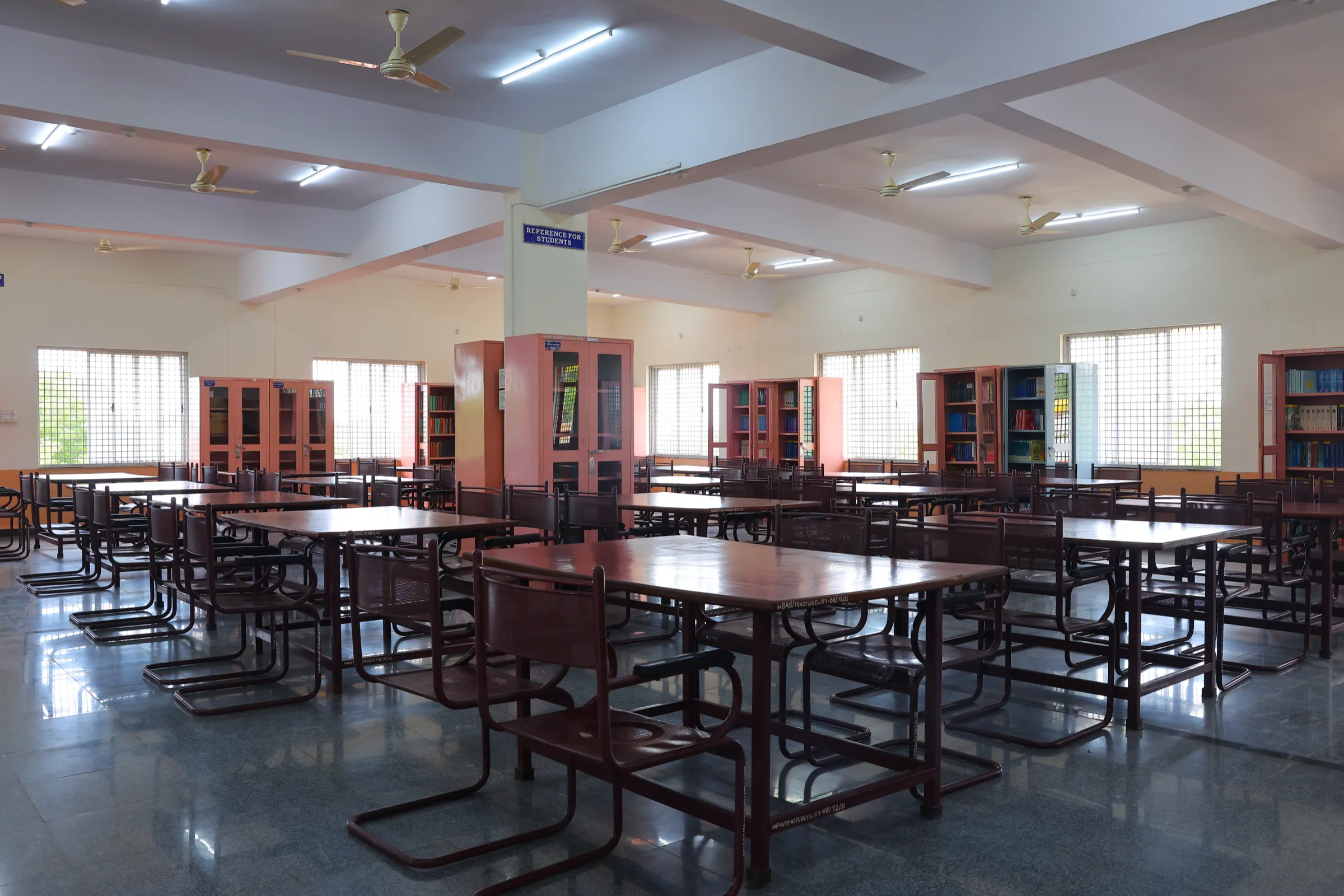 Reading hall with study tables