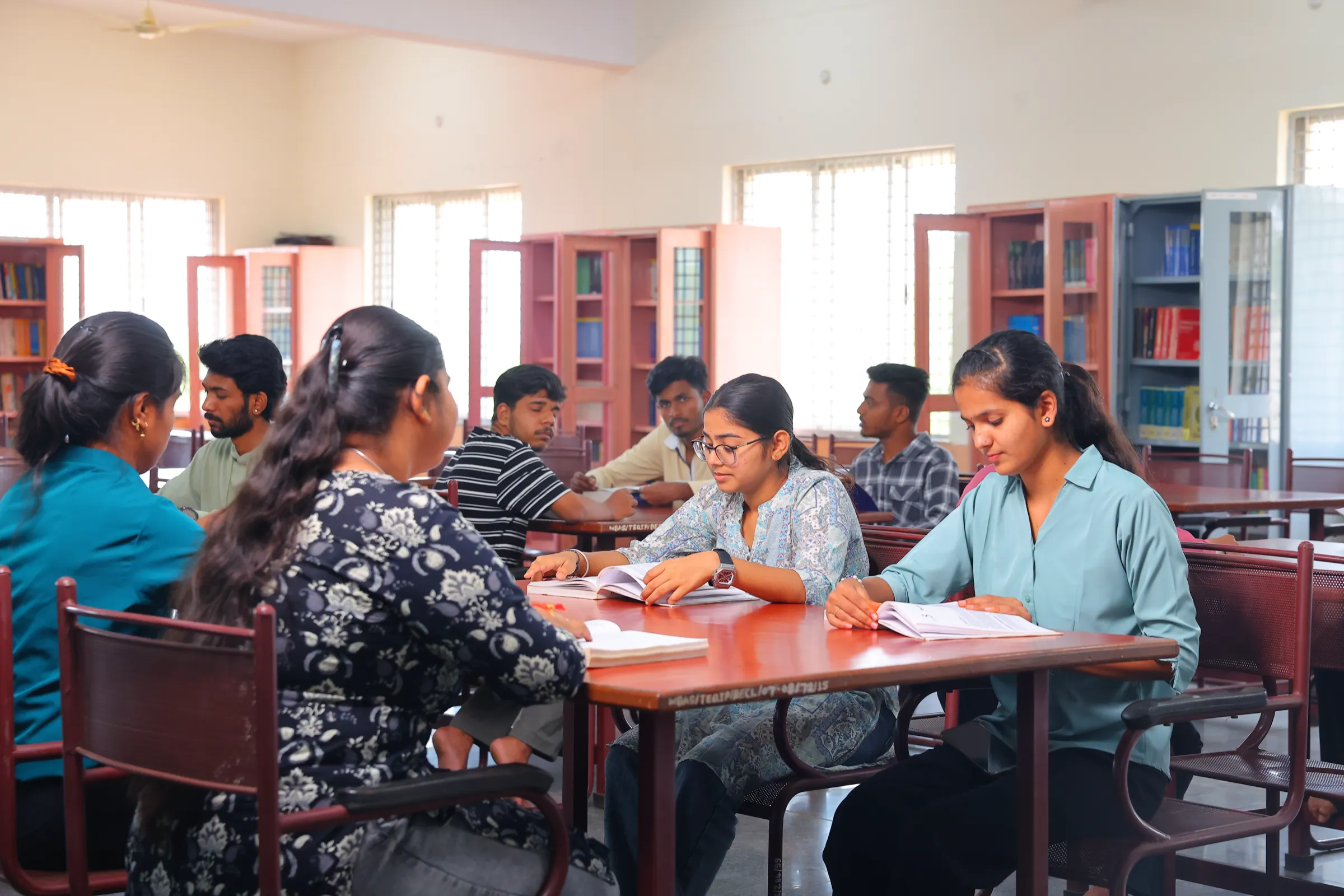Students studying in the reading hall