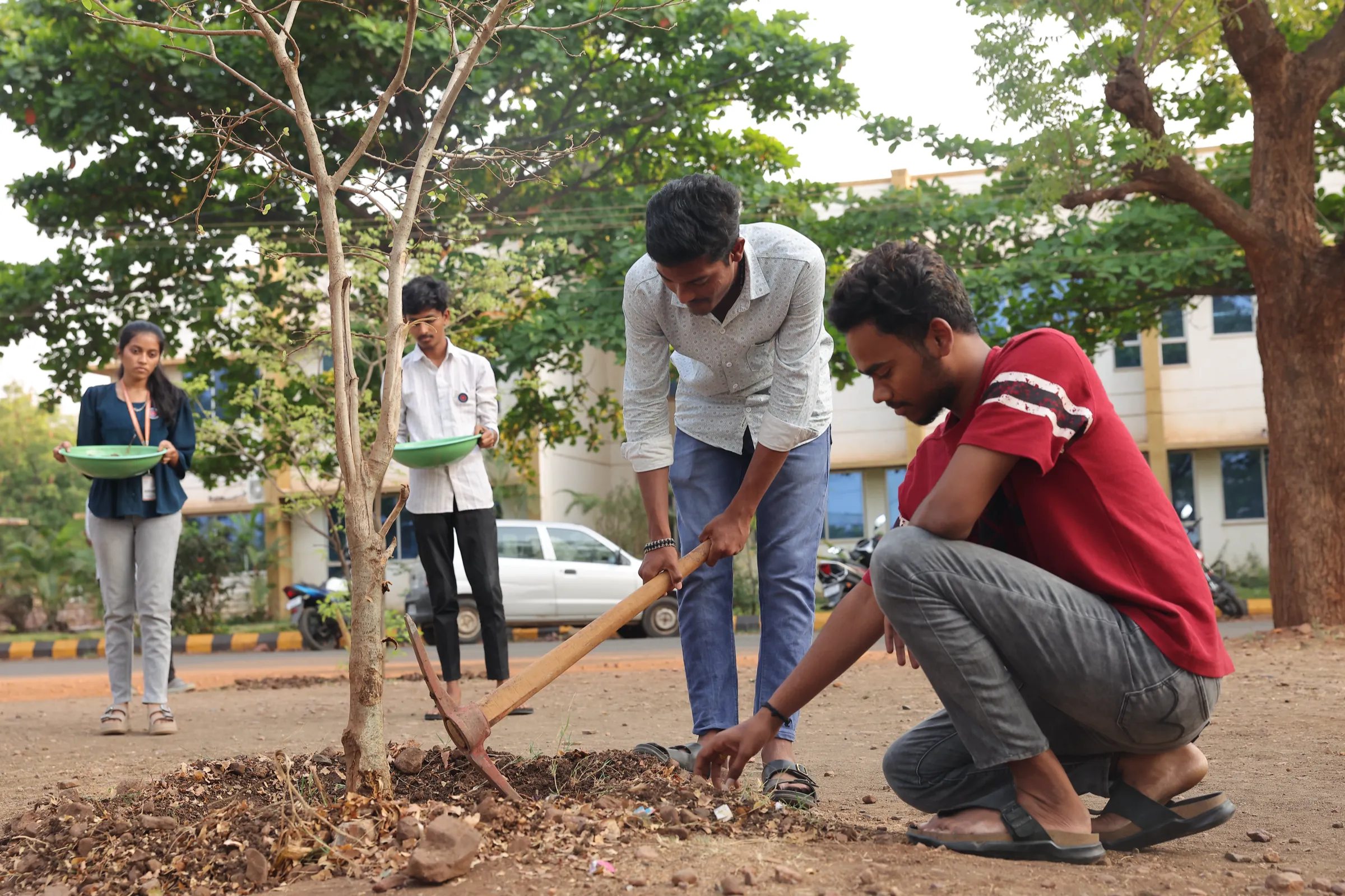NSS volunteers at Basaveshwar Engineering College during a tree plantation and campus greening drive 5