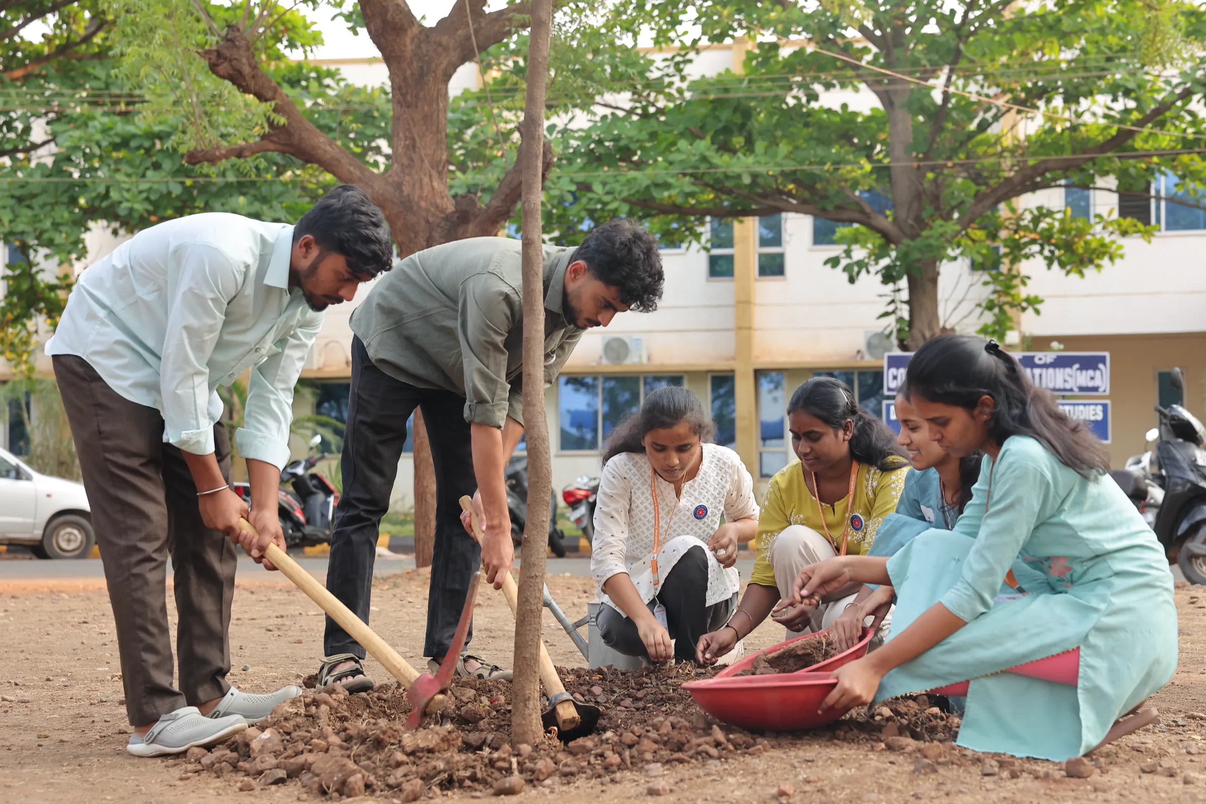NSS volunteers at Basaveshwar Engineering College during a tree plantation and campus greening drive 6